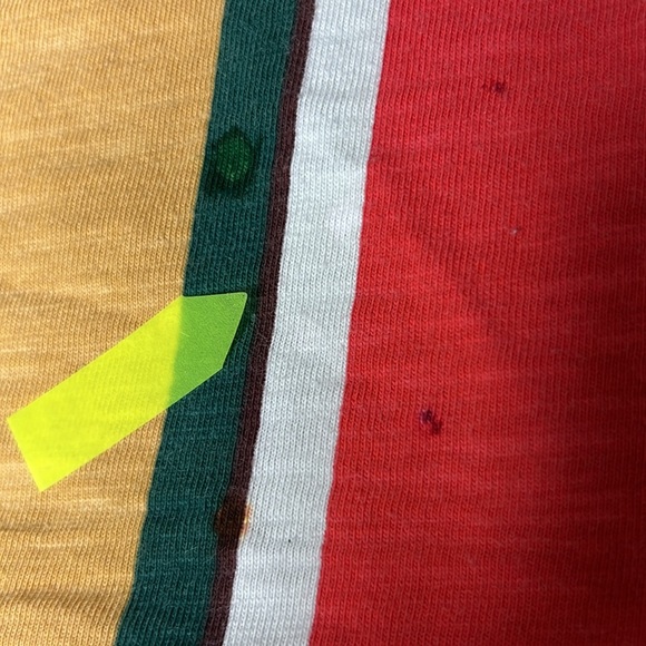 VTG GUESS David Sayer Vertical Stripe T Shirt Embroidered US Flag Spellout Y2K M - Picture 8 of 16